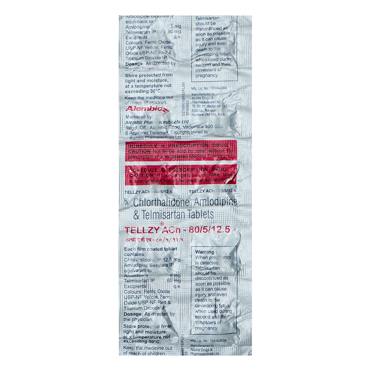 Tellzy Ach -80/5/12.5mg Tablet 10's, Pack of 10 Tellzy Ach -80/5/12.5mg Tablet 10's, Pack of 10