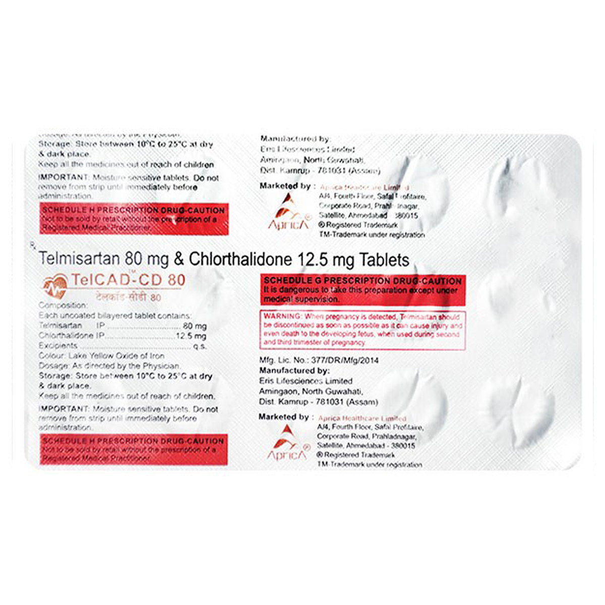 Telcad-CD 80 mg/12.5 mg Tablet 15's, Pack of 15 Telcad-CD 80 mg/12.5 mg Tablet 15's, Pack of 15