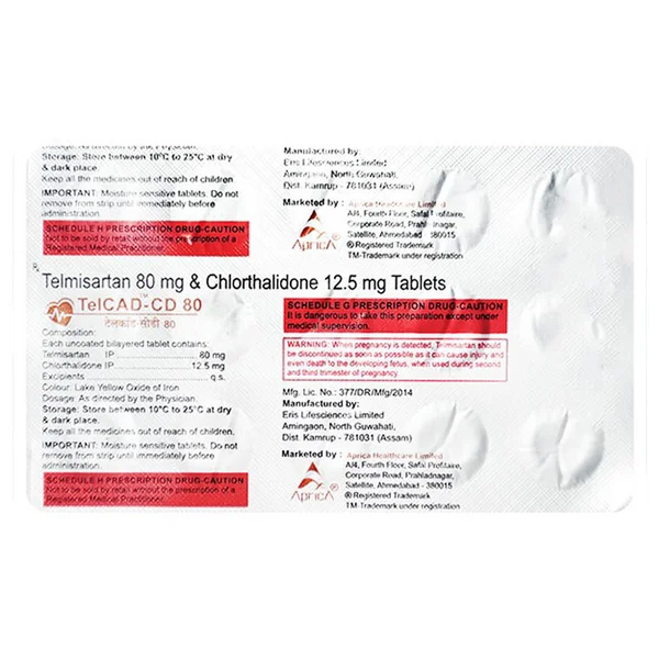 Telcad-CD 80 mg/12.5 mg Tablet 15's, Pack of 15