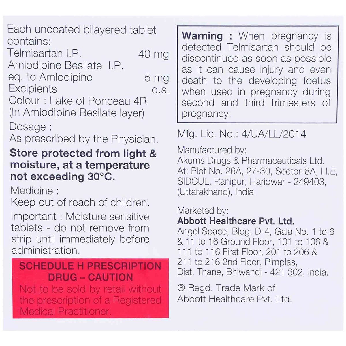 Telpres AM 40 mg/5 mg Tablet 15's, Pack of 15 Telpres AM 40 mg/5 mg Tablet 15's, Pack of 15
