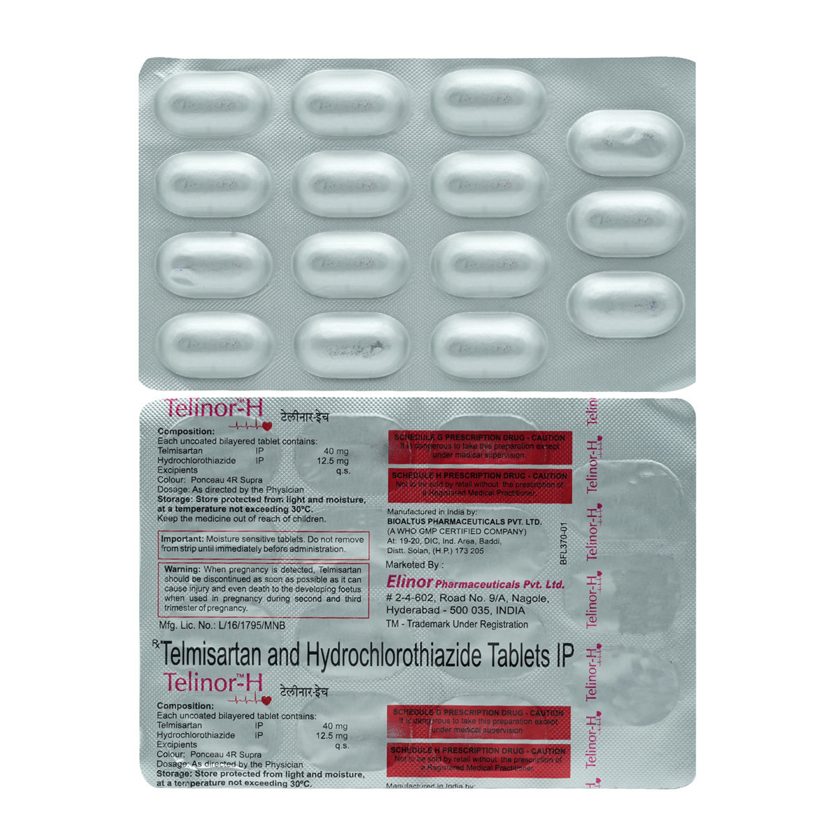 Telinor-H 40 mg/12.5 mg Tablet 15's, Pack of 15 Telinor-H 40 mg/12.5 mg Tablet 15's, Pack of 15