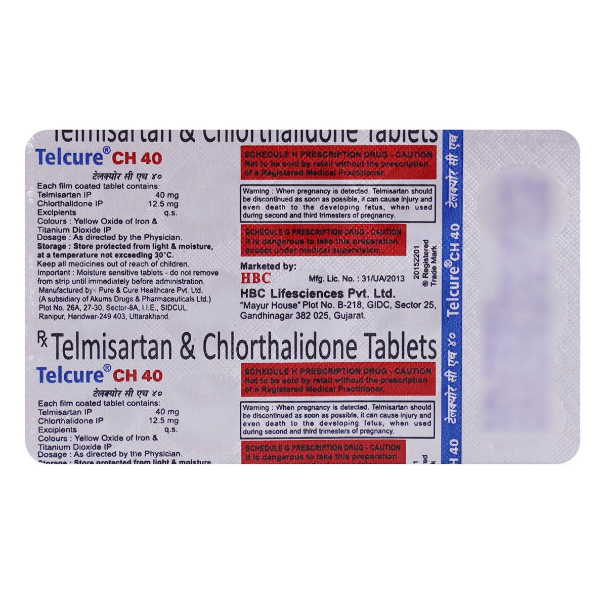 Telcure CH 40/12.5 Mg Tablet 15's Price, Uses, Side Effects ...