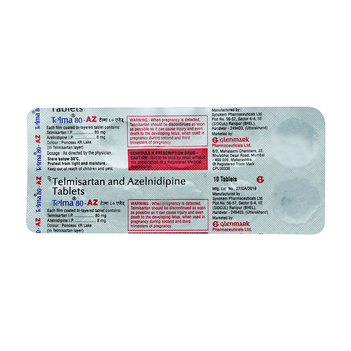 Telma 80-AZ Tablet 10's, Pack of 10 Telma 80-AZ Tablet 10's, Pack of 10