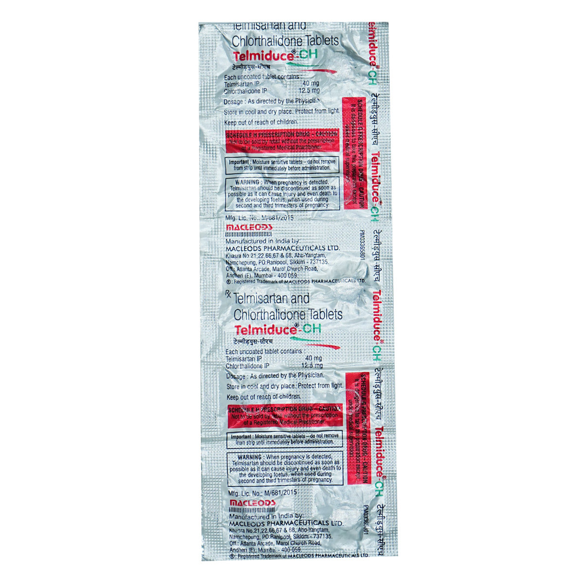 Telmiduce-CH 40 mg/12.5 mg Tablet 10's, Pack of 10 TABLETS Telmiduce-CH 40 mg/12.5 mg Tablet 10's, Pack of 10 TABLETS