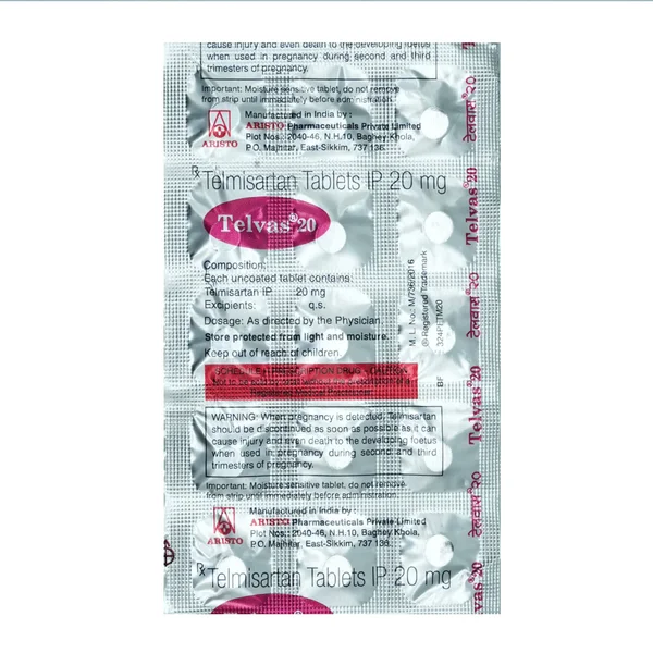 Telvas 20 Tablet 15's, Pack of 15 TABLETS