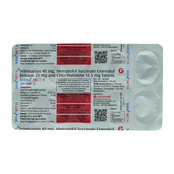 Telma-MCT 40/25/12.5 mg Tablet 10's, Pack of 10 TabletS
