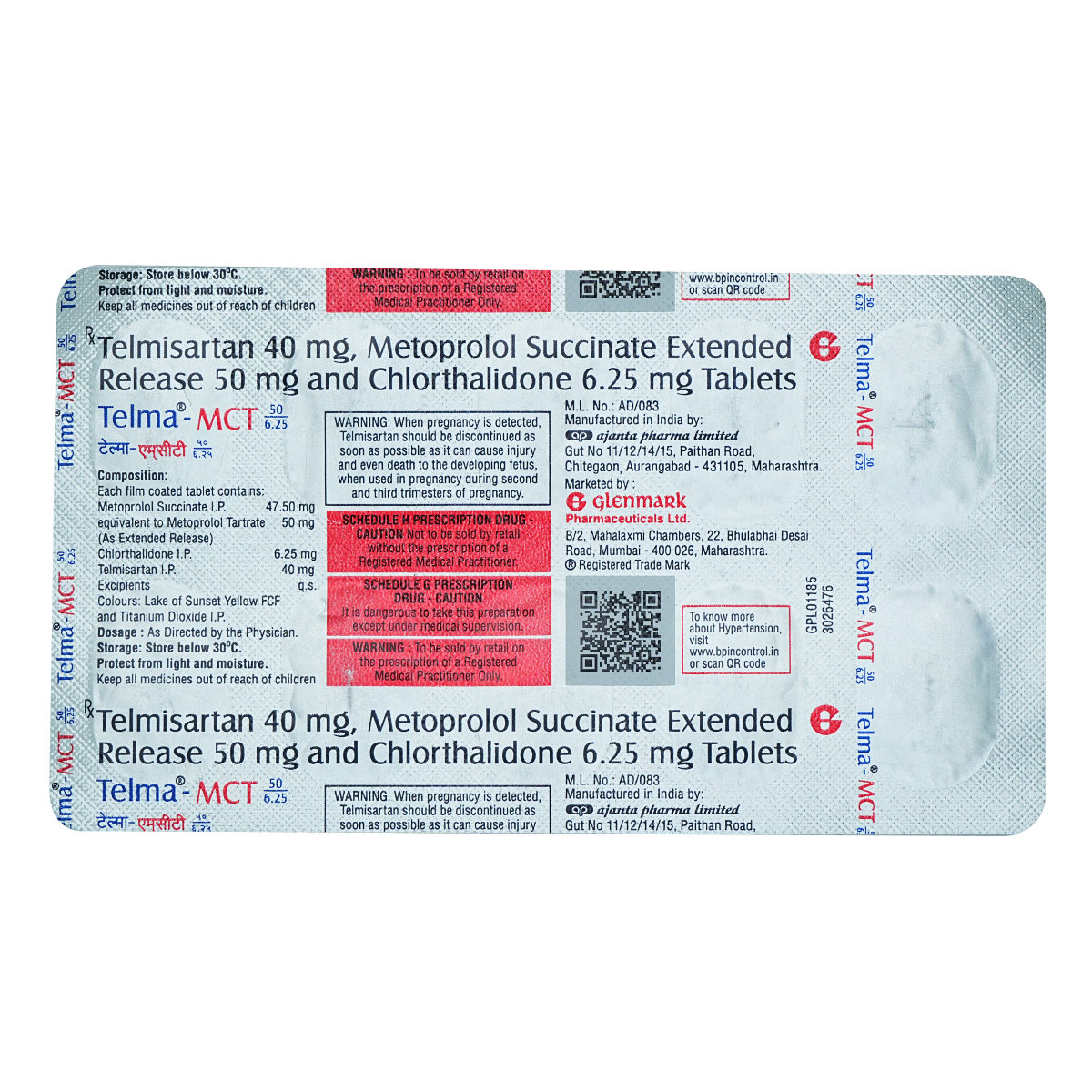 Telma-MCT 40/50/6.25 Tablet 10's, Pack of 10 TabletS Telma-MCT 40/50/6.25 Tablet 10's, Pack of 10 TabletS