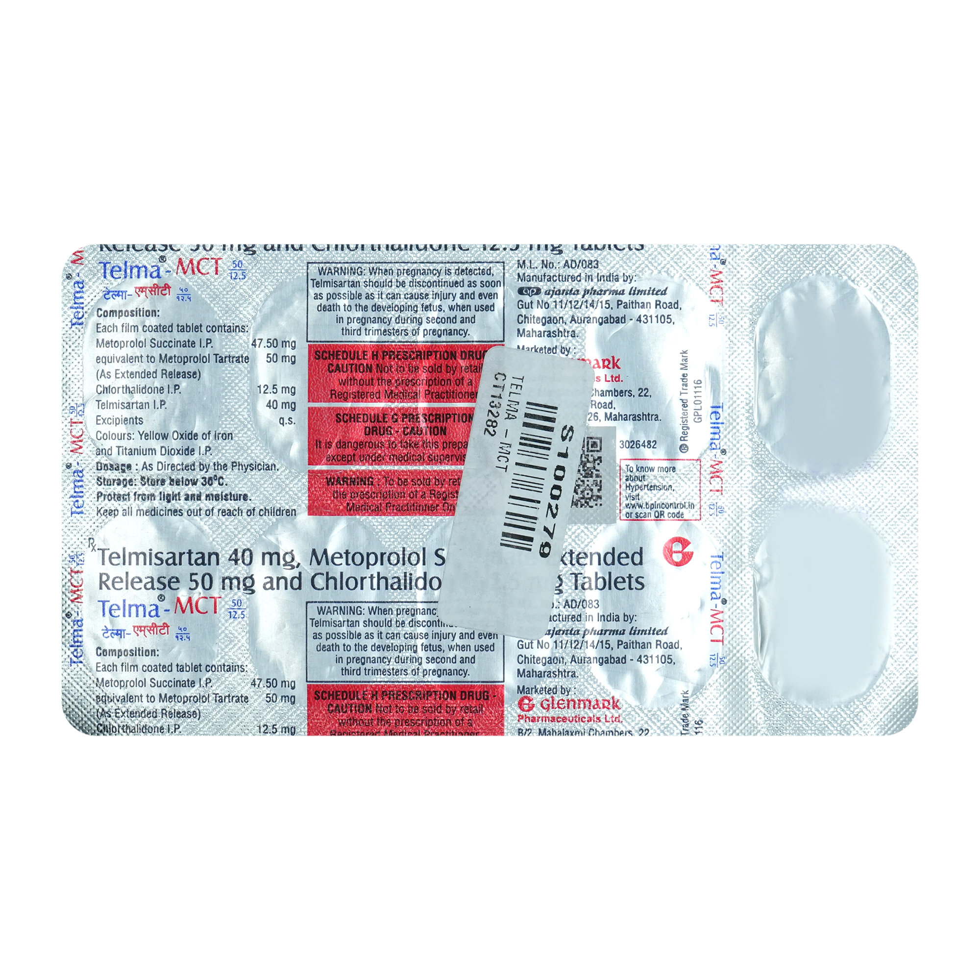 Telma MCT 50/12.5 Tablet 10's, Pack of 10 TABLETS Telma MCT 50/12.5 Tablet 10's, Pack of 10 TABLETS