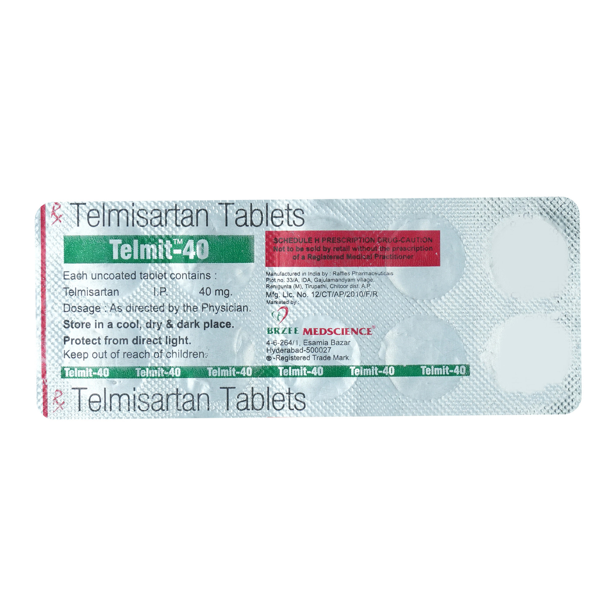 Telmit-40 Tablet 10's, Pack of 10 TABLETS Telmit-40 Tablet 10's, Pack of 10 TABLETS