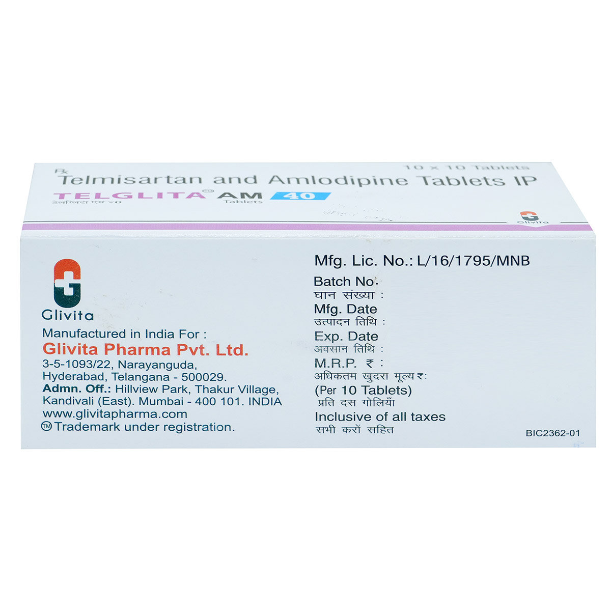 Telglita Am 40 Tab 10'S, Pack of 10 TABLETS Telglita Am 40 Tab 10'S, Pack of 10 TABLETS