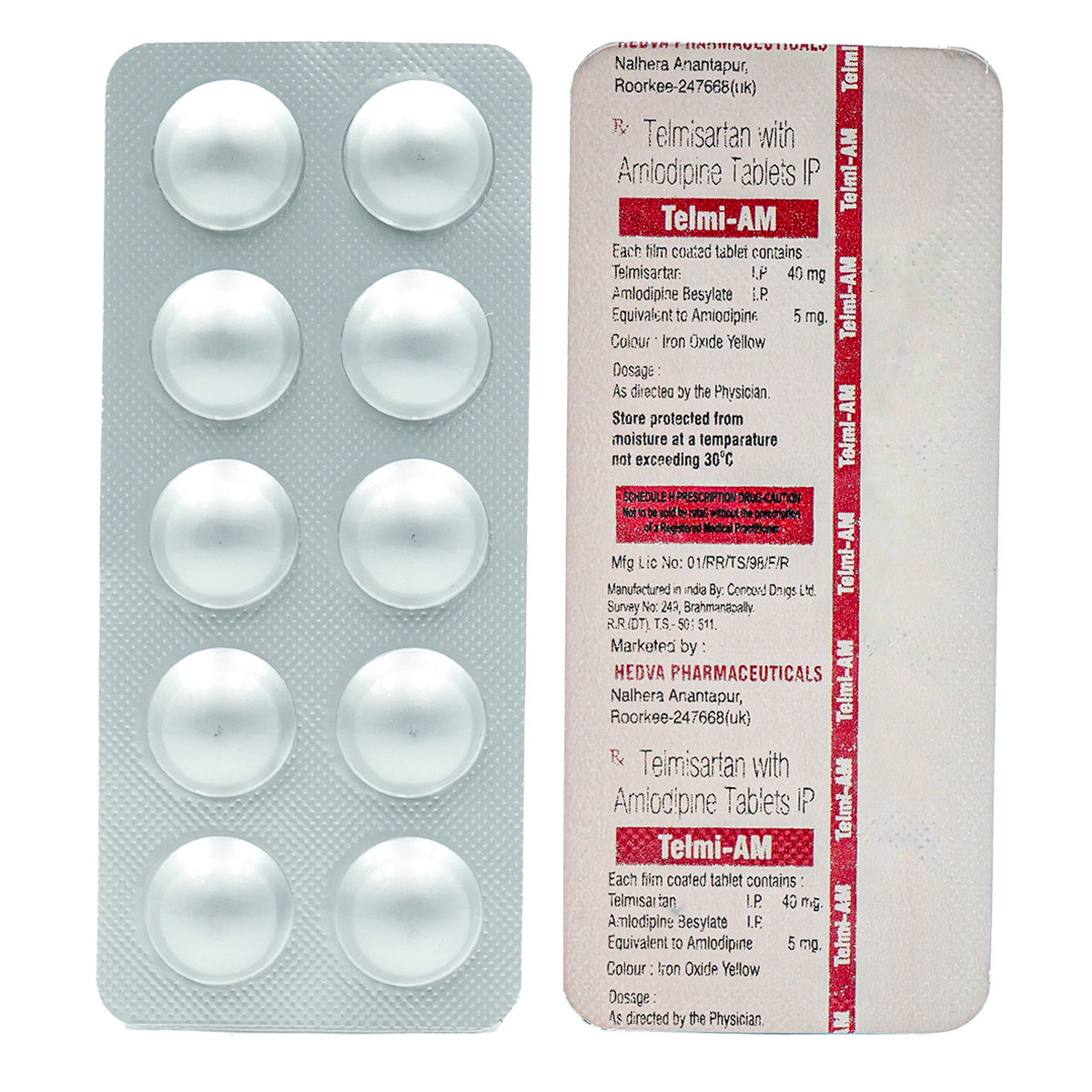 Telmi-AM 40/5 Tablet 10's, Pack of 10 TabletS Telmi-AM 40/5 Tablet 10's, Pack of 10 TabletS