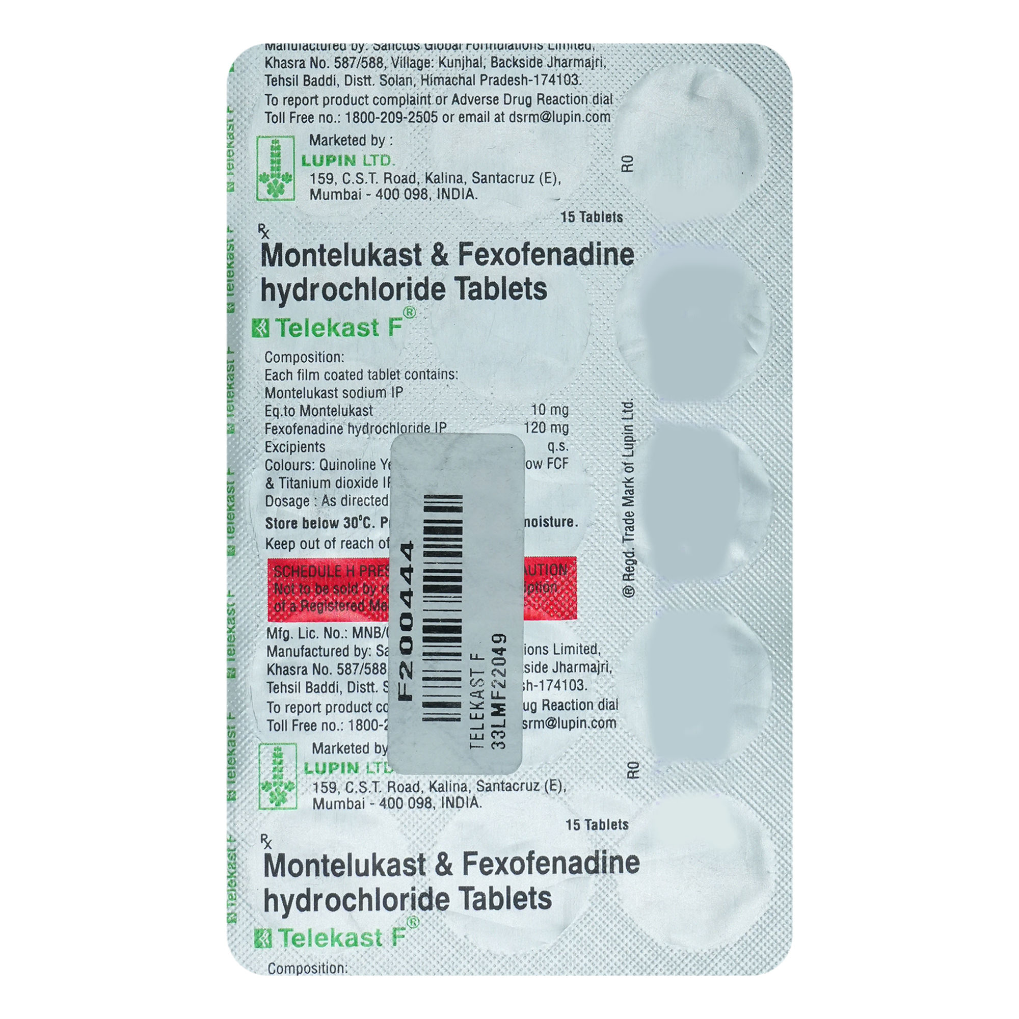 Telekast F Tablet 15's Price, Uses, Side Effects, Composition Apollo