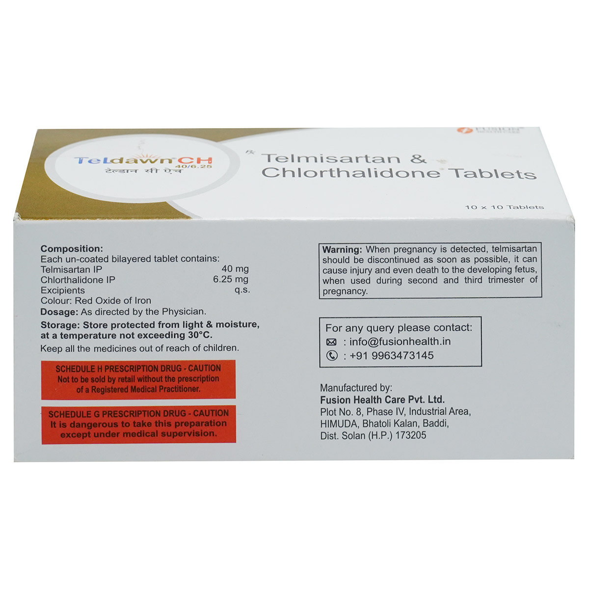 Teldawn CH 40 mg/6.25 mg Tablet 10's, Pack of 10 Teldawn CH 40 mg/6.25 mg Tablet 10's, Pack of 10