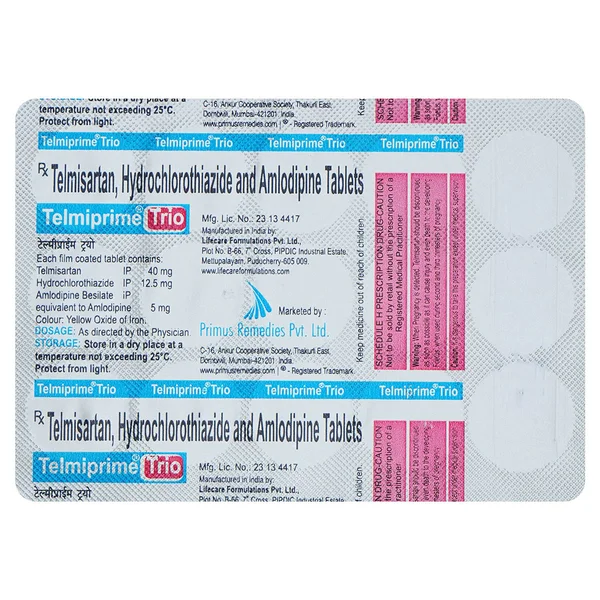 Telmiprime Trio Tablet 15's