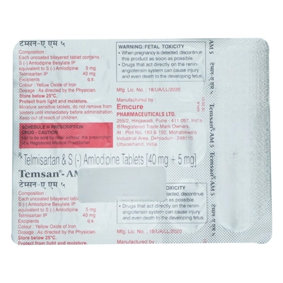 Temsan-AM 5 Tablet 15's, Pack of 15 TabletS