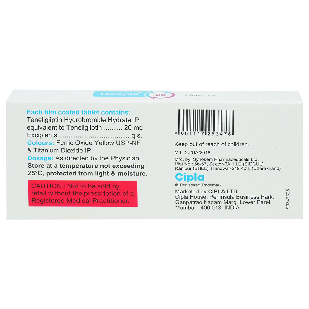 Tenepla Tablet 10's, Pack of 10 TabletS Tenepla Tablet 10's, Pack of 10 TabletS