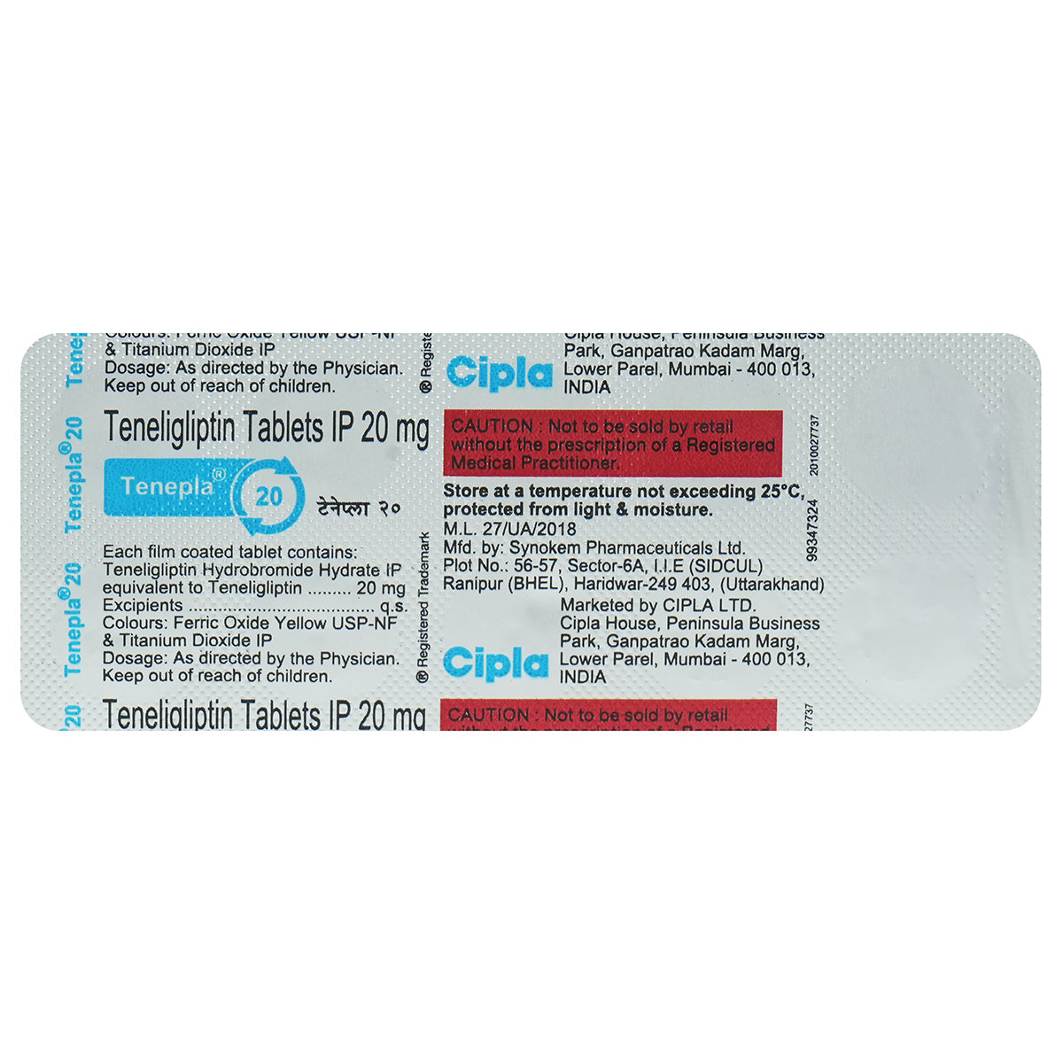 Tenepla Tablet 10's, Pack of 10 TabletS Tenepla Tablet 10's, Pack of 10 TabletS