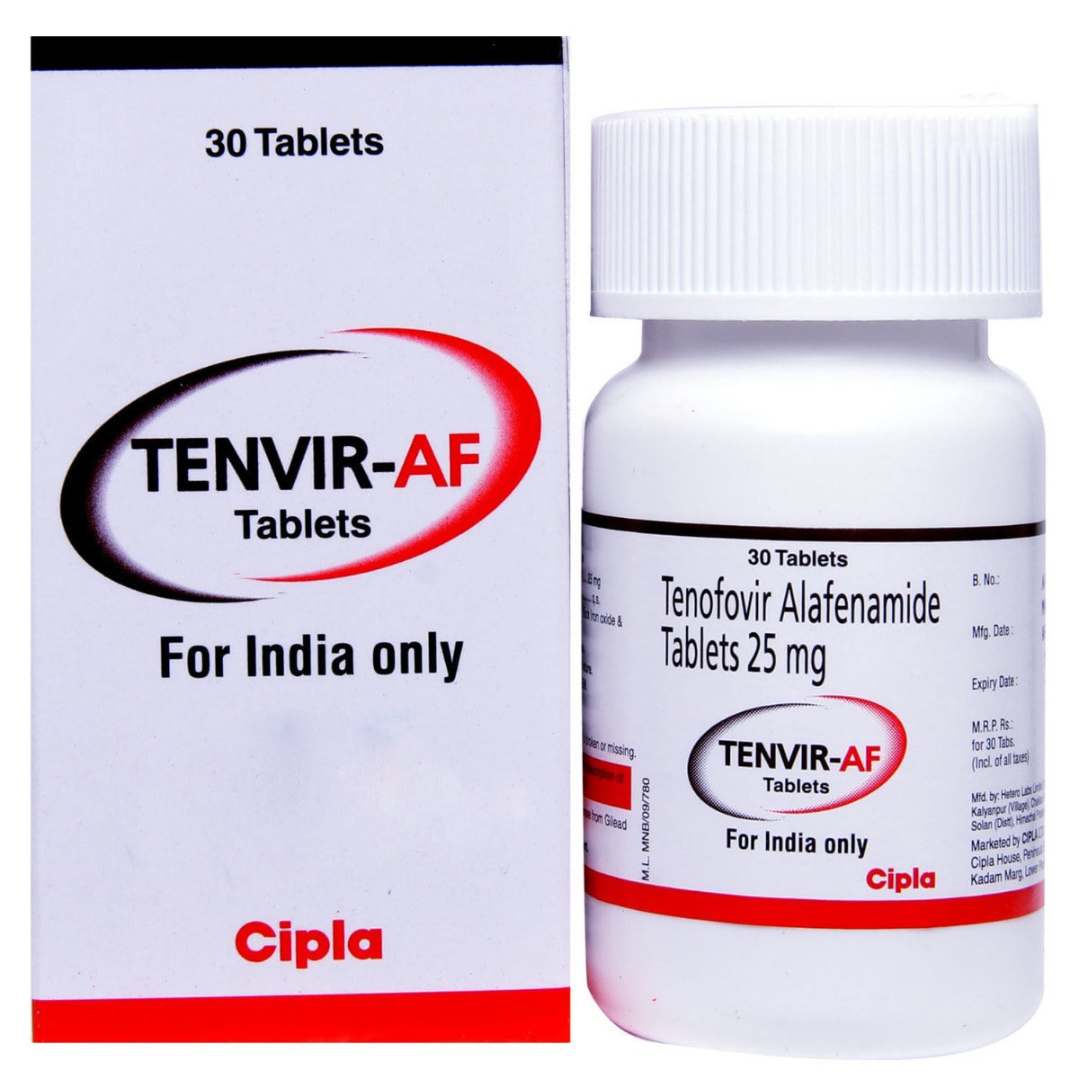 TENVIR AF 25MG TABLET 30'S, Pack of 1 TABLET TENVIR AF 25MG TABLET 30'S, Pack of 1 TABLET