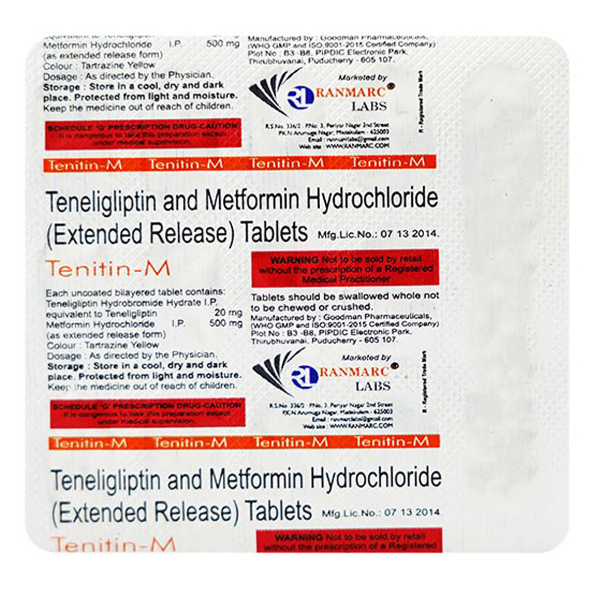 Tenitin M 20/500mg Tablet | Uses, Side Effects, Price | Apollo Pharmacy