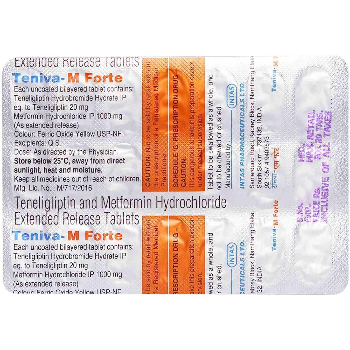Teniva-M Forte Tablet 20's, Pack of 20 TABLETS Teniva-M Forte Tablet 20's, Pack of 20 TABLETS