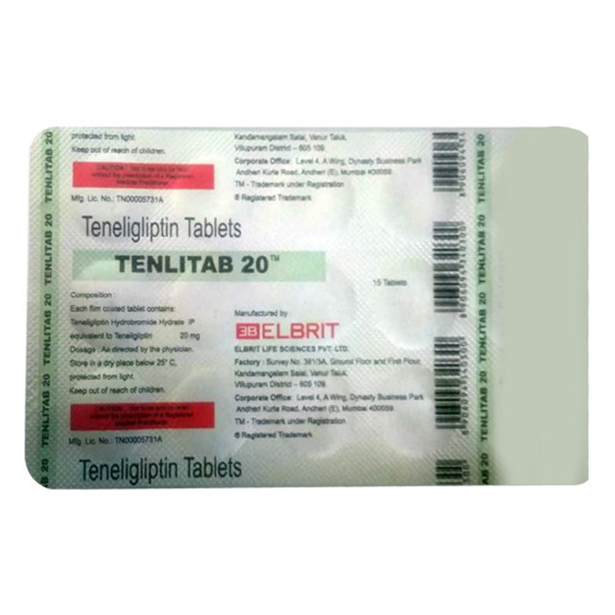Tenlitab 20 mg Tablet 15's, Pack of 15 TabletS Tenlitab 20 mg Tablet 15's, Pack of 15 TabletS
