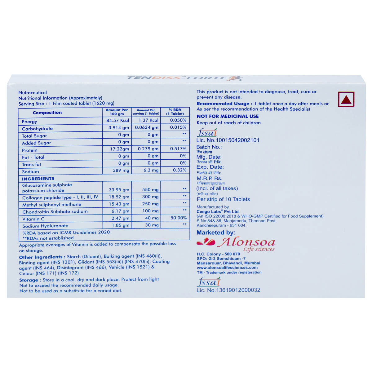 Tendiss-Forte Tablet 10's, Pack of 10 Tendiss-Forte Tablet 10's, Pack of 10