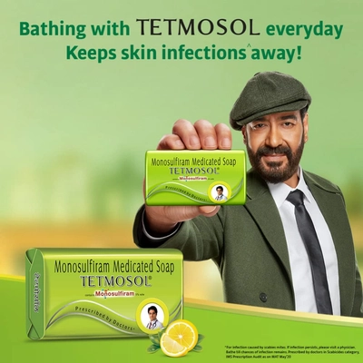 Tetmosol Soap 75 gm | 5%w/w Monosulfiram | Relieves Itching, Redness, Sore &amp; Crusting | Fights Skin Infections, Pack of 1