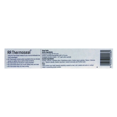 RA Thermoseal Rapid Action Mint Flavour Sensitive Teeth &amp; Cavity Protection Toothpaste, 50 gm, Pack of 1