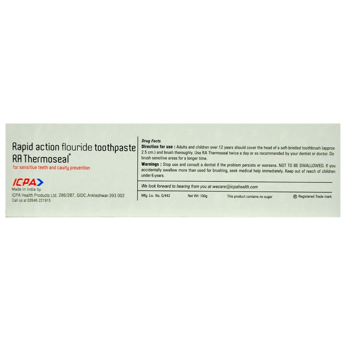 RA Thermoseal Rapid Action Fresh Mint Toothpaste 100 gm Price, Uses, Side Effects, Composition