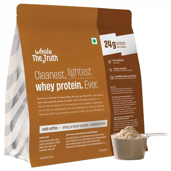 The Whole Truth Cold Coffee Whey Protein Isolate+Concentrate Powder, 1 Kg, Pack of 1
