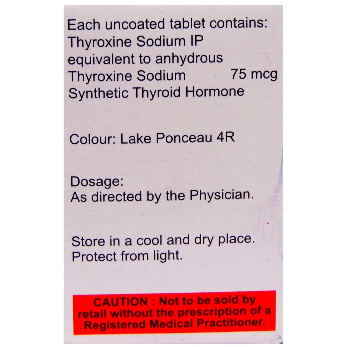 Thyrox 75 Tablet 100's, Pack of 1 Tablet Thyrox 75 Tablet 100's, Pack of 1 Tablet