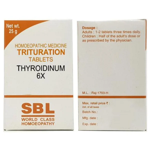 SBL Thyroidinum 6X Tablets, 25 gm, Pack of 1