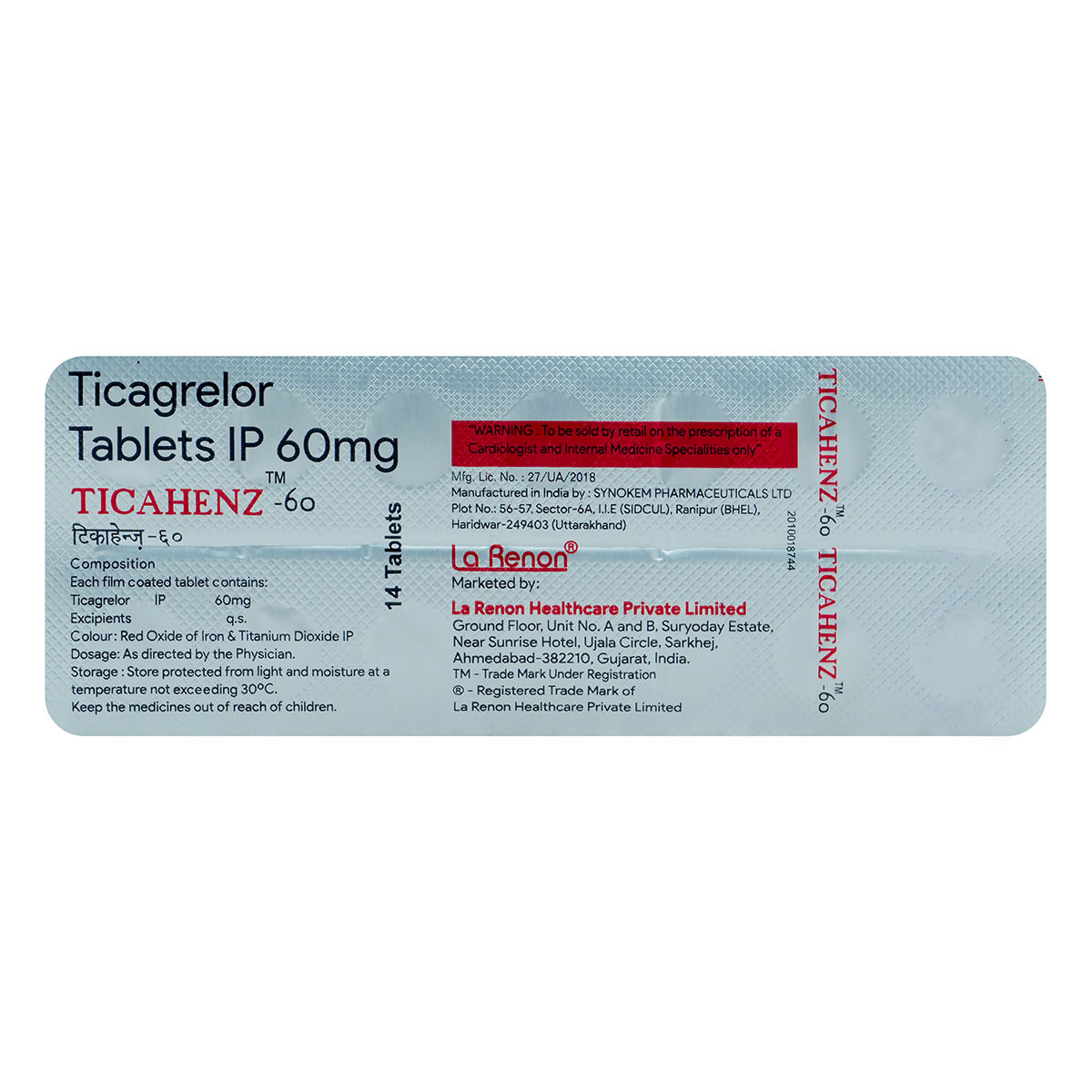 Ticahenz-60 Tablet 14's, Pack of 14 TabletS Ticahenz-60 Tablet 14's, Pack of 14 TabletS