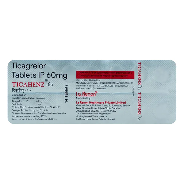 Ticahenz-60 Tablet 14's, Pack of 14 TabletS