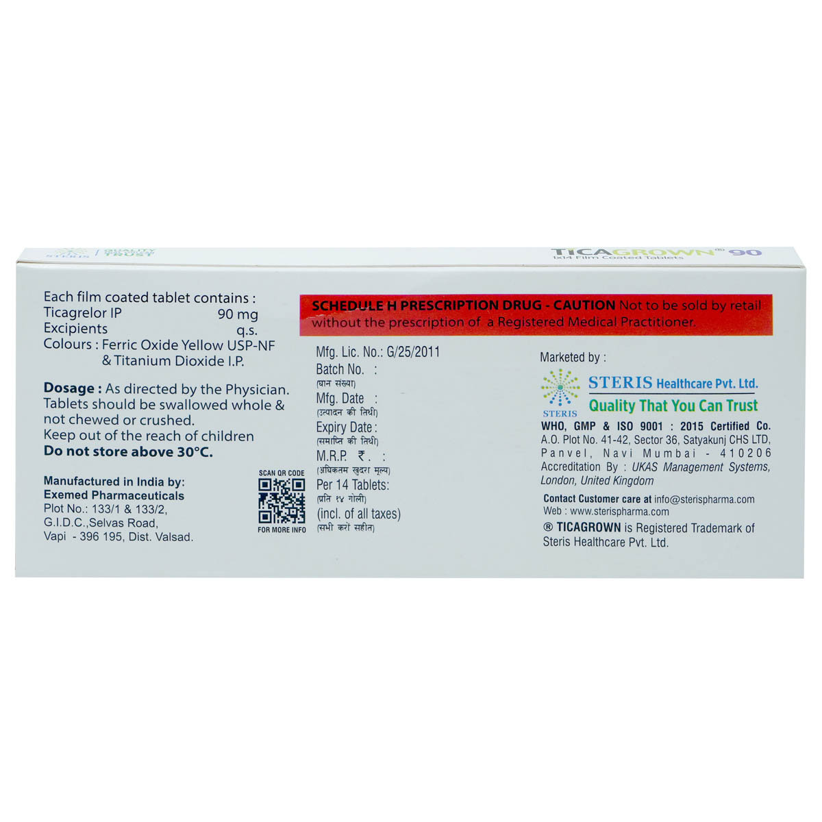 Ticagrown 90 Tablet 14's, Pack of 14 TABLETS Ticagrown 90 Tablet 14's, Pack of 14 TABLETS