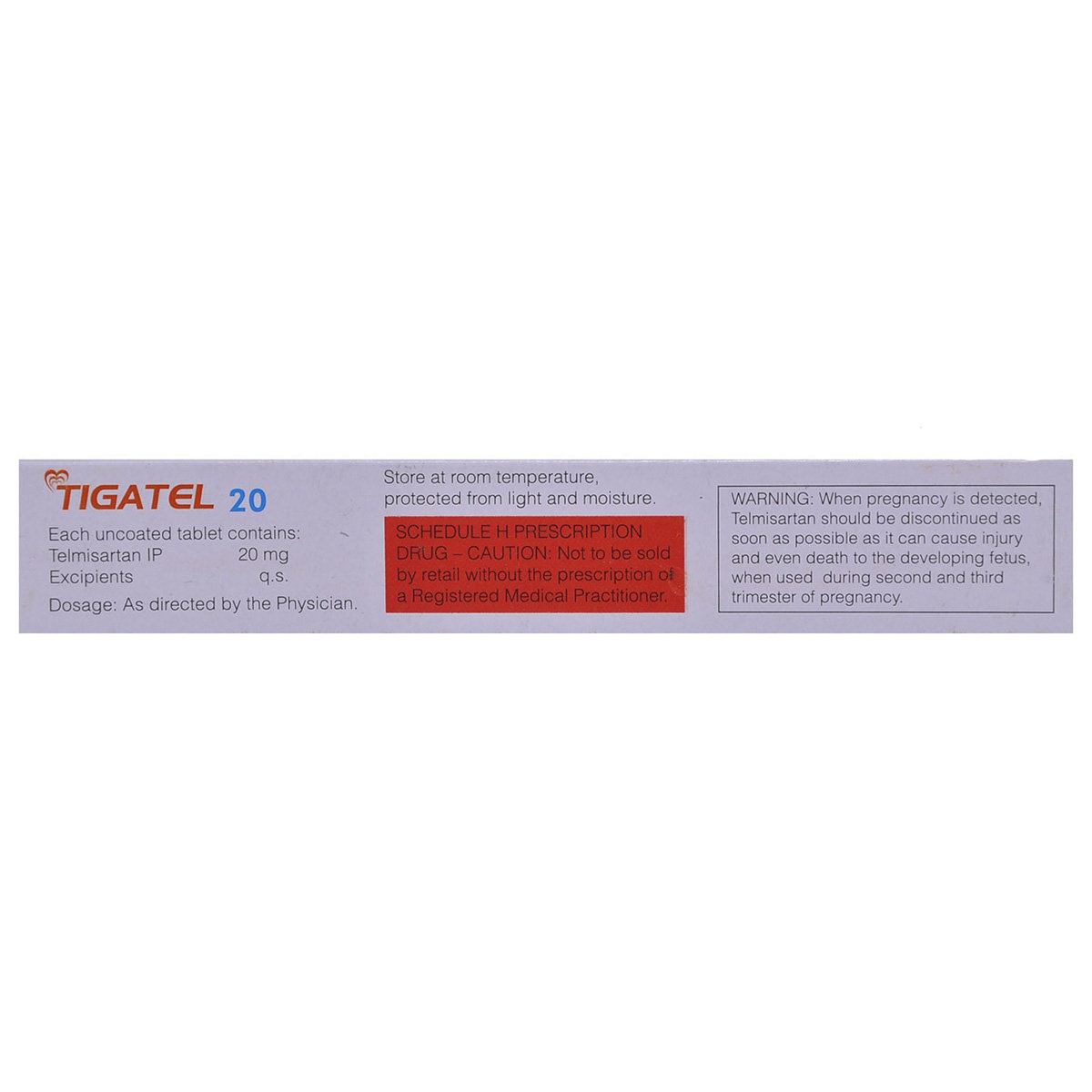 Tigatel 20 Tablet 10's, Pack of 10 TABLETS Tigatel 20 Tablet 10's, Pack of 10 TABLETS