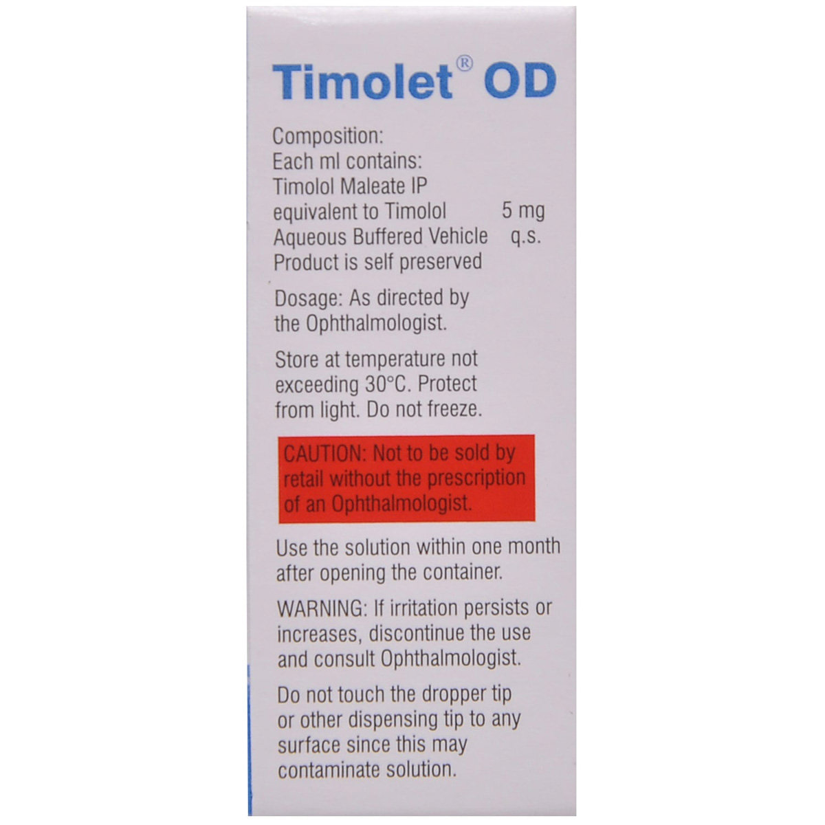 Timolet OD Eye Drops 3 ml, Pack of 1 EYE DROPS Timolet OD Eye Drops 3 ml, Pack of 1 EYE DROPS
