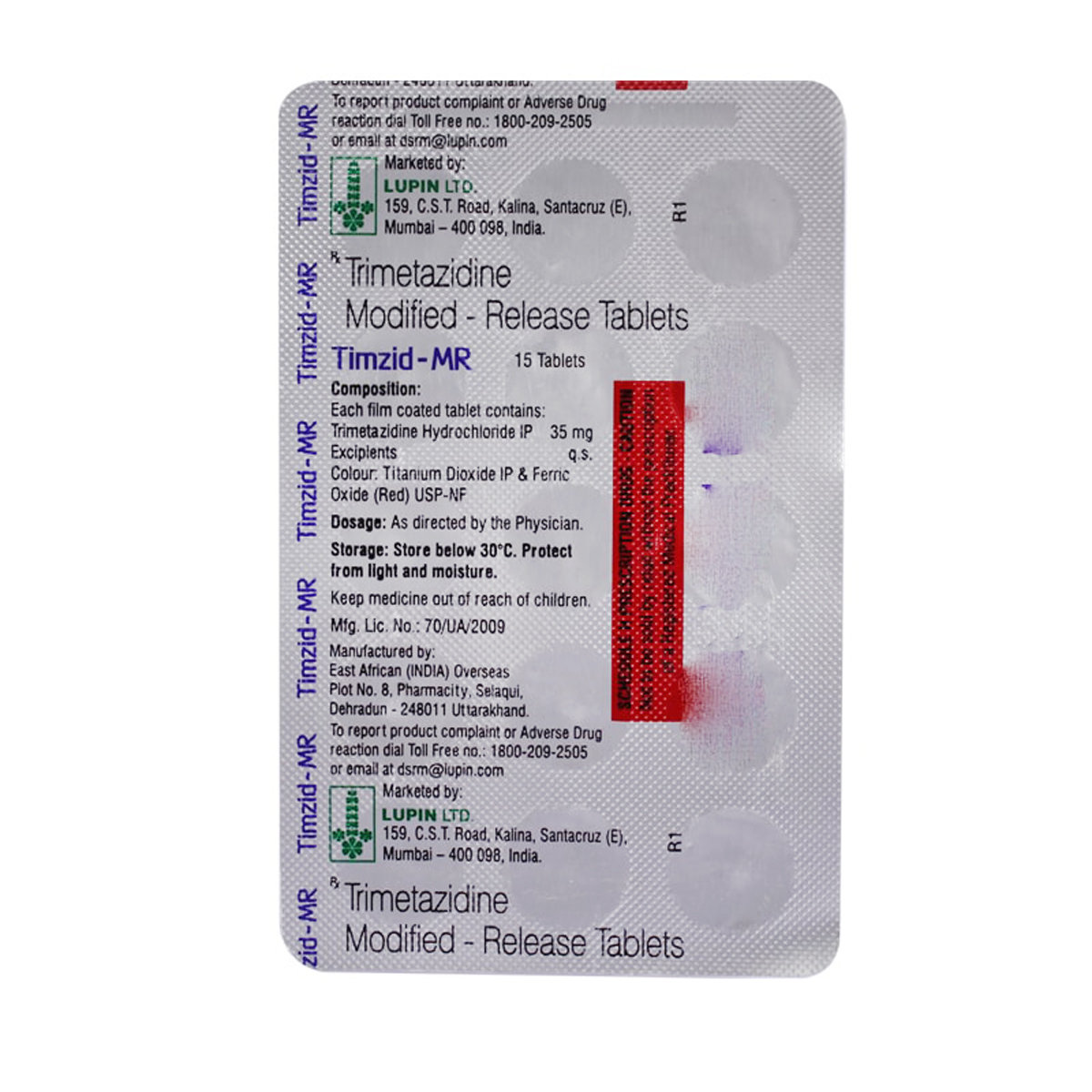 Timzid MR 35 mg Tablet 15's, Pack of 15 TABLETS Timzid MR 35 mg Tablet 15's, Pack of 15 TABLETS