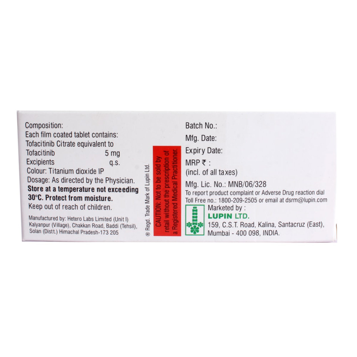 Lupin Tofakin Tablet 10's, Pack of 10 TABLETS Lupin Tofakin Tablet 10's, Pack of 10 TABLETS