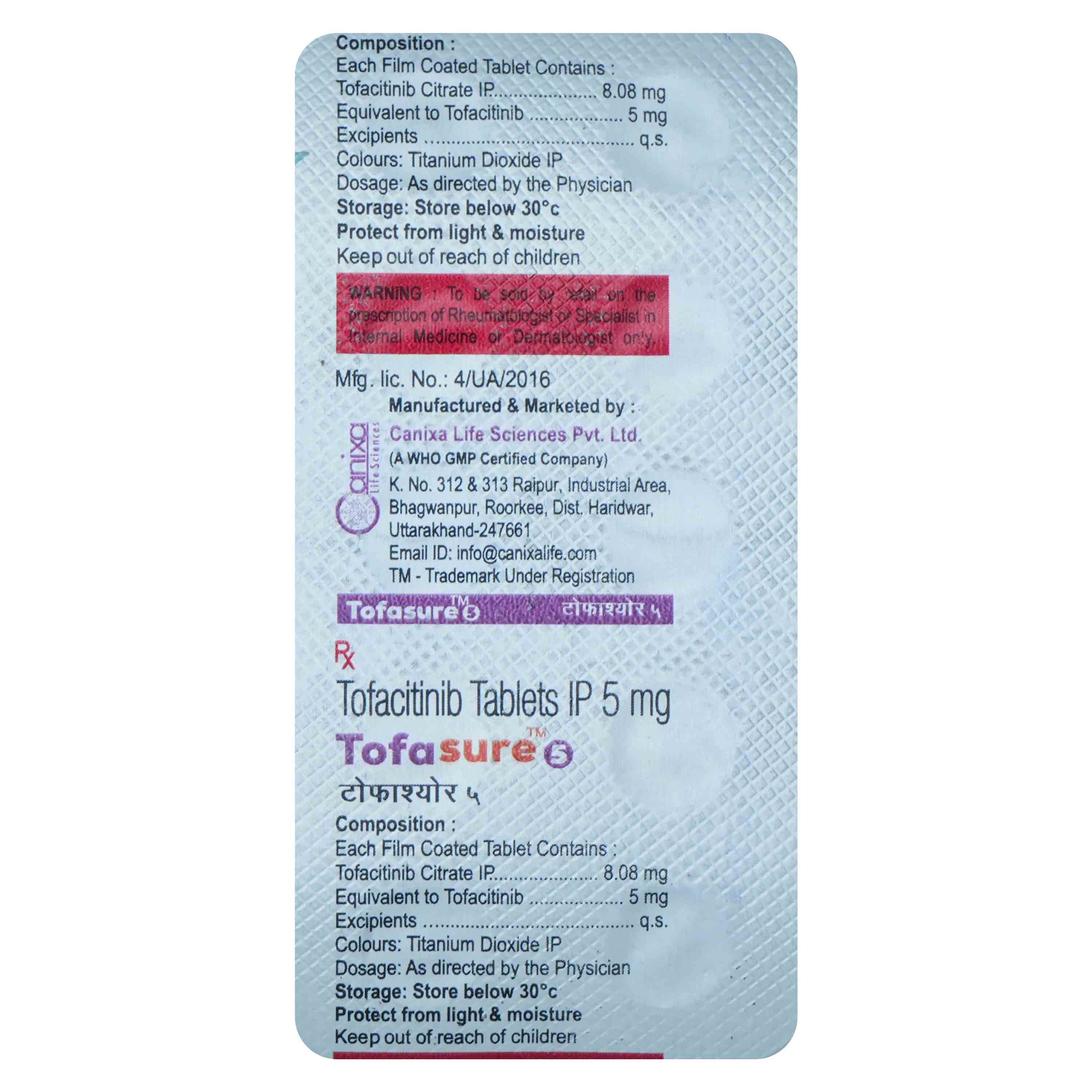 Tofasure 5 Tablet 10's, Pack of 10 TabletS Tofasure 5 Tablet 10's, Pack of 10 TabletS