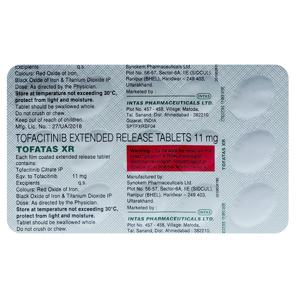 Tofatas-XR 11 mg Tablet 15's, Pack of 15 TabletS Tofatas-XR 11 mg Tablet 15's, Pack of 15 TabletS