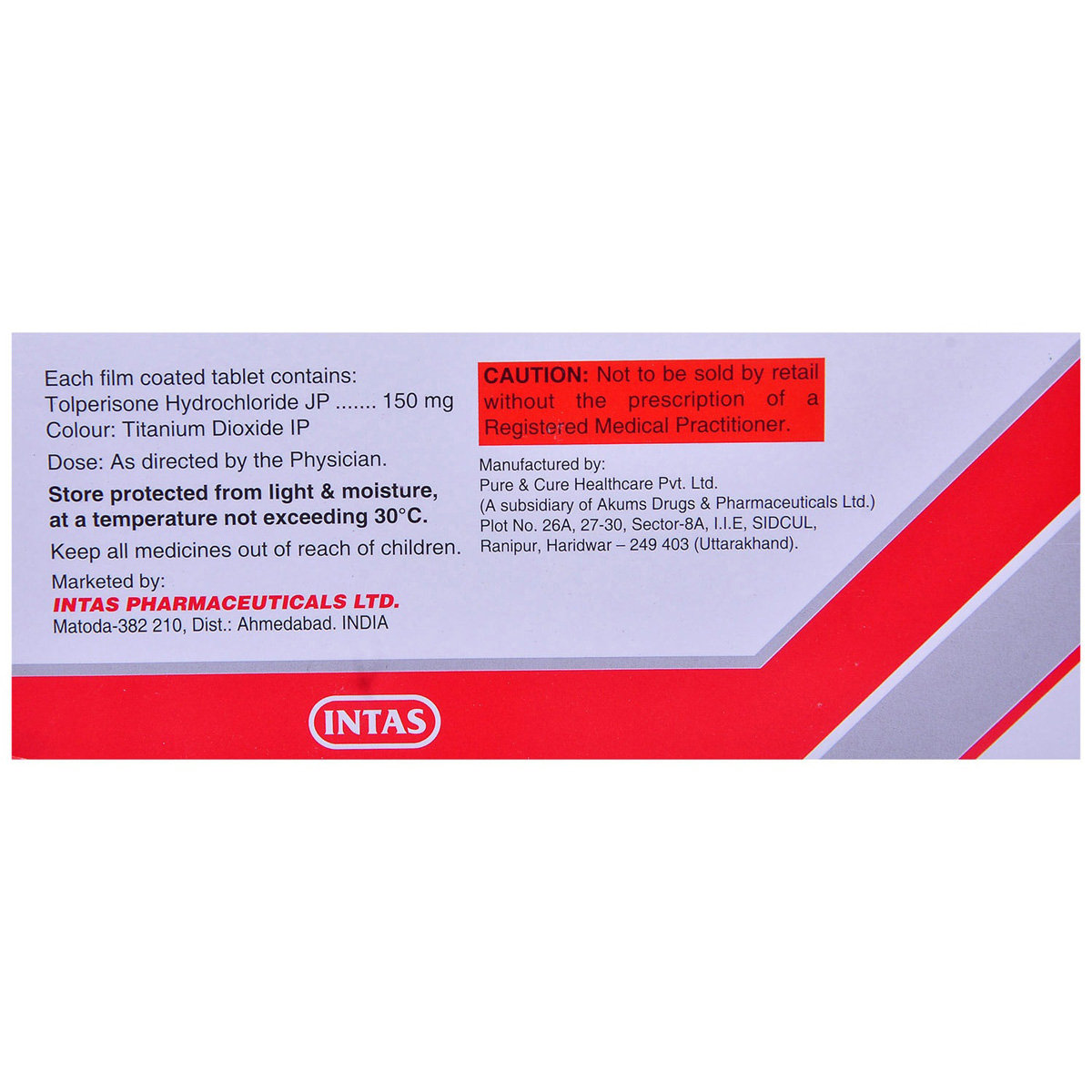 Tolperitas 150 Tablet 10's, Pack of 10 TABLETS Tolperitas 150 Tablet 10's, Pack of 10 TABLETS