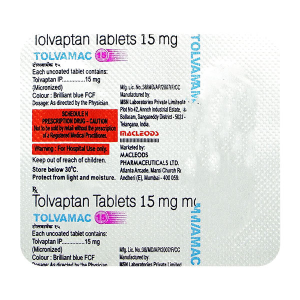 Tolvamac 15 mg Tablet 4's, Pack of 4 TabletS Tolvamac 15 mg Tablet 4's, Pack of 4 TabletS