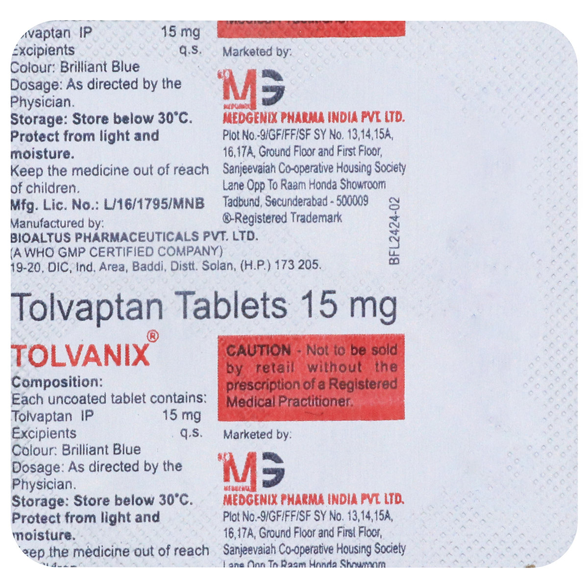 Tolvanix 15 mg Tablet 4's, Pack of 4 TABLETS Tolvanix 15 mg Tablet 4's, Pack of 4 TABLETS