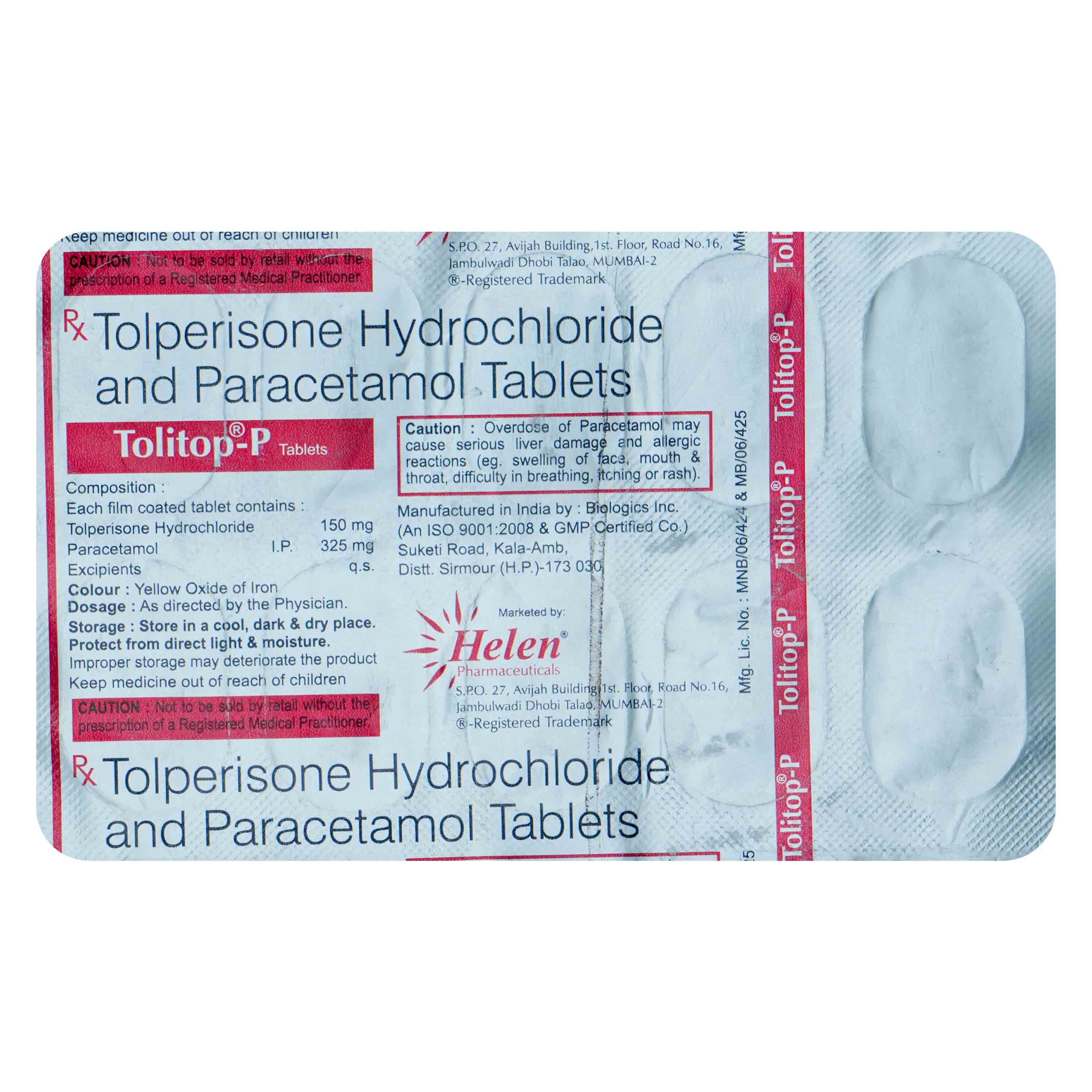 Buy Tolitop-P Tablet 10's Online