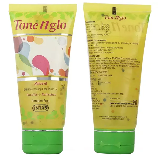 Tone N Glo Skin Rejuvenating Face Wash Gel 50 gm | Purifies, Refreshes &amp; Rejuvenates Skin | Reduces Wrinkles | Improves Skin Tone, Pack of 1