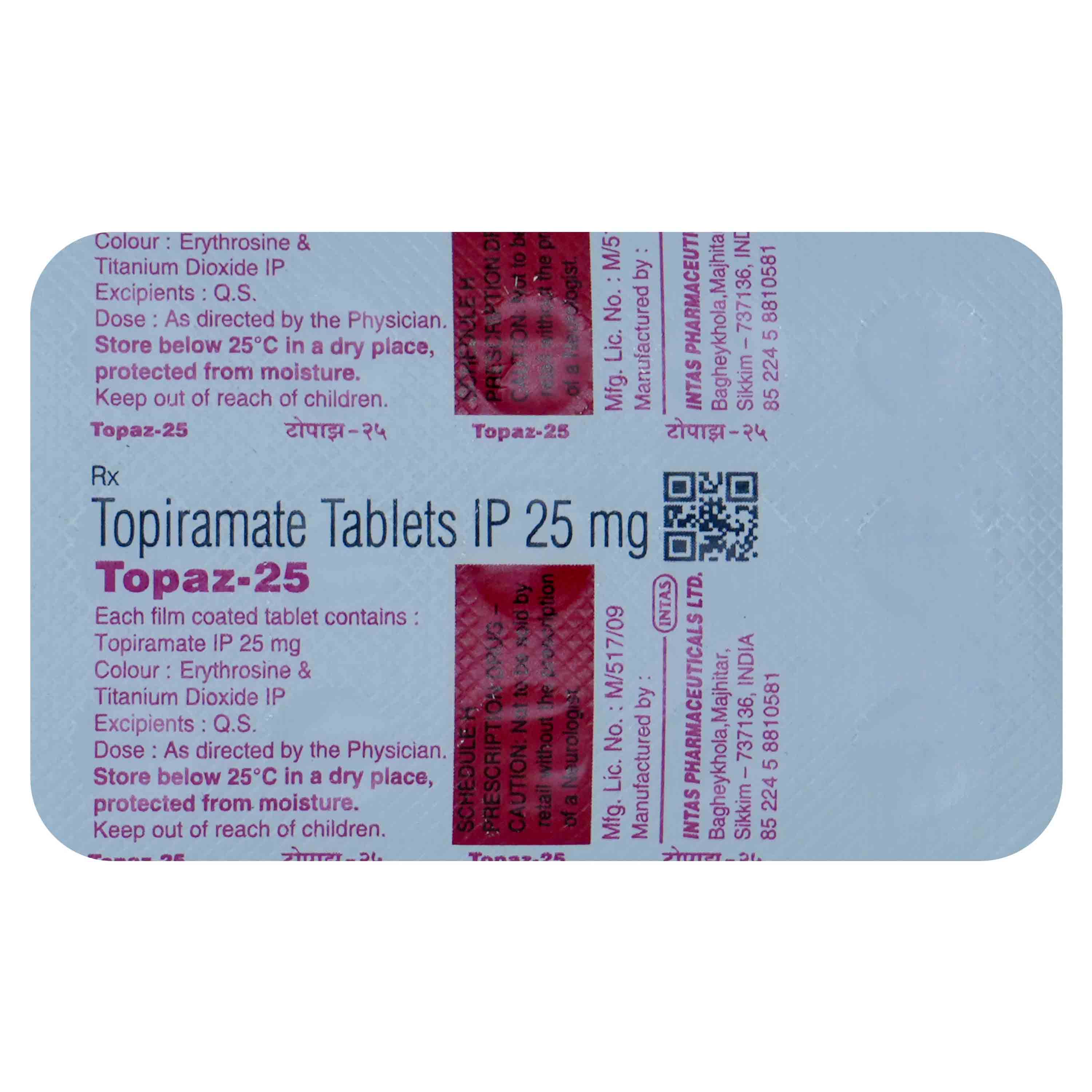 Topaz-25 Tablet 15's, Pack of 15 TABLETS Topaz-25 Tablet 15's, Pack of 15 TABLETS