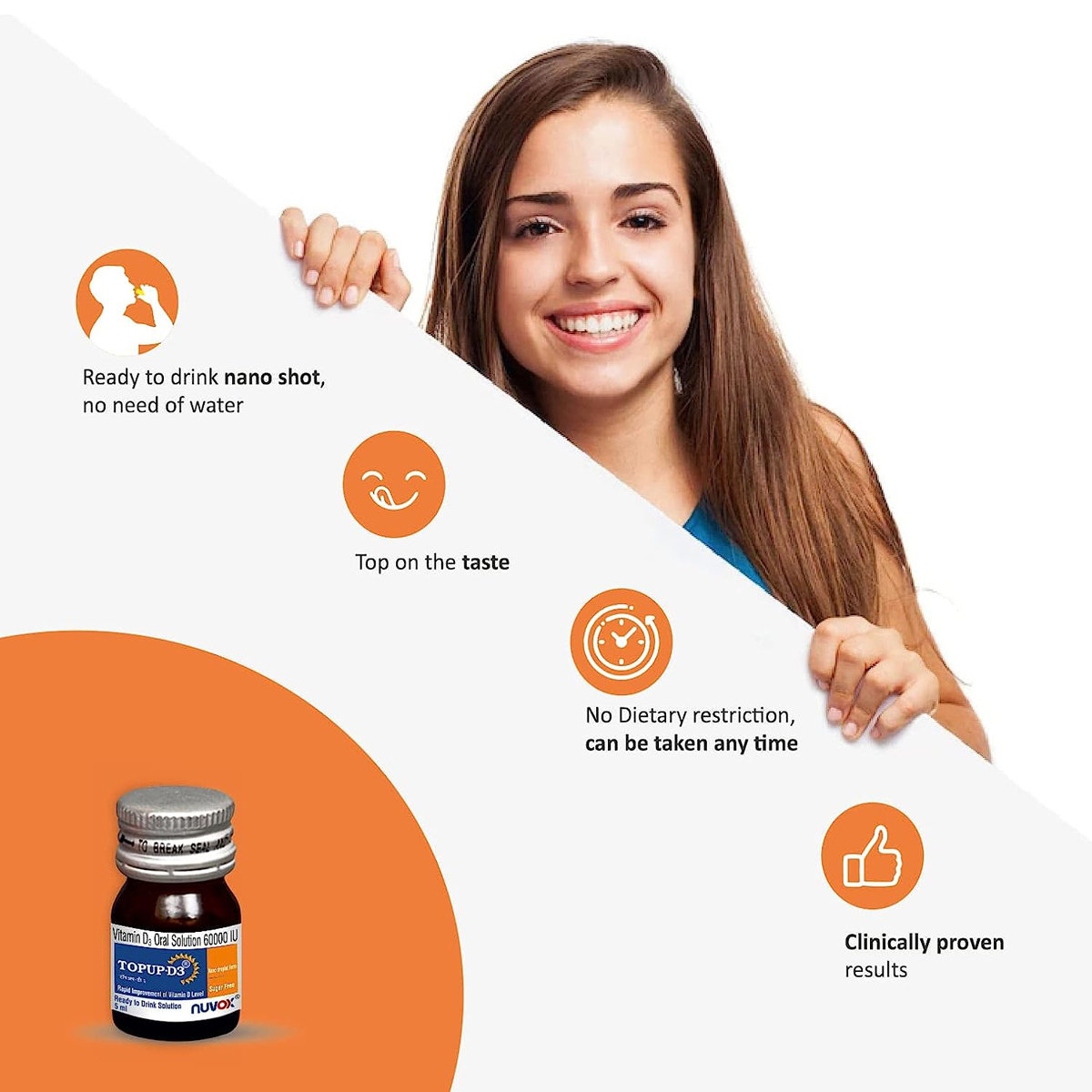 Topup-D3 60K SF Oral Solution 5 ml, Pack of 1 Topup-D3 60K SF Oral Solution 5 ml, Pack of 1