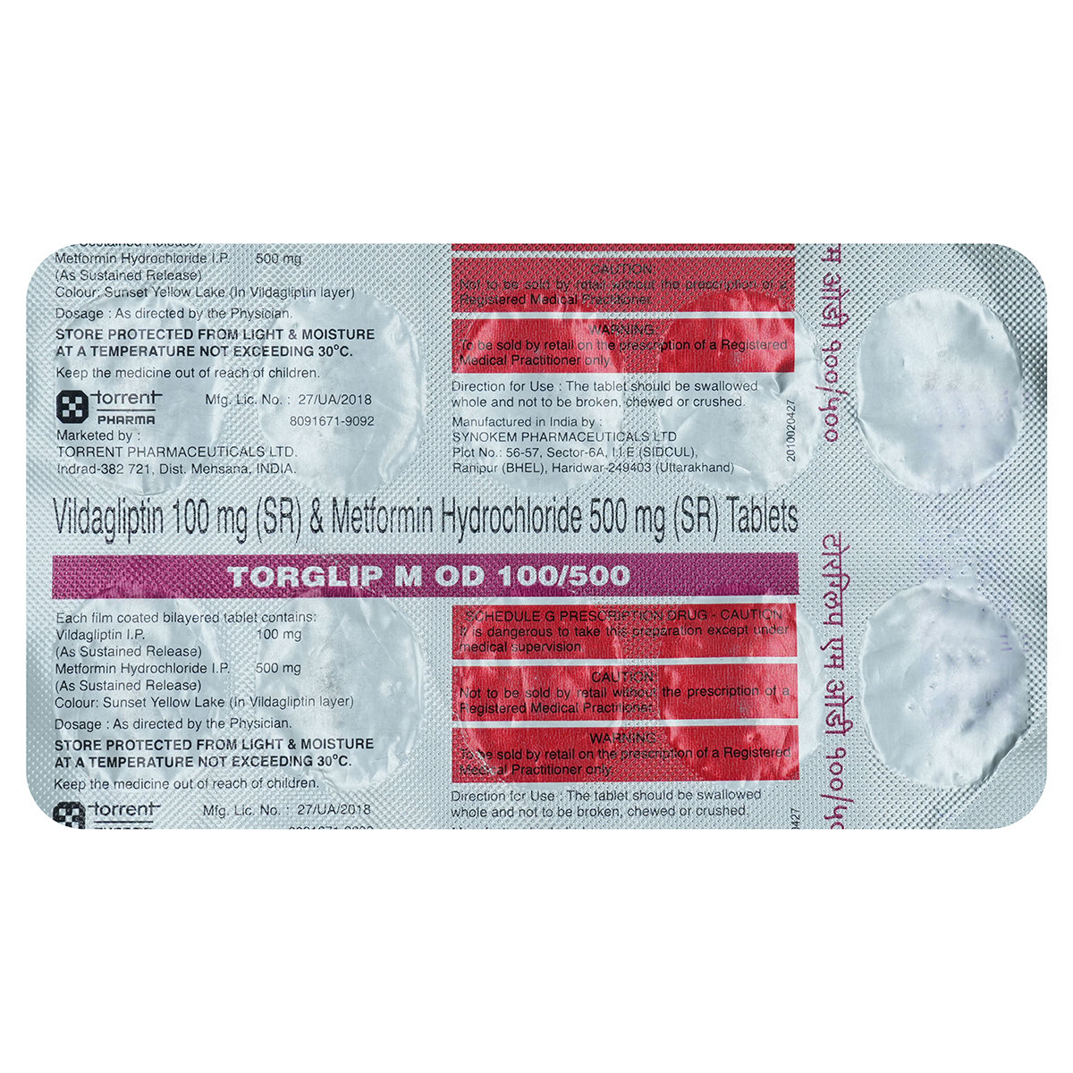 Torglip M OD 100/500 Tablet 10's, Pack of 10 TabletS Torglip M OD 100/500 Tablet 10's, Pack of 10 TabletS