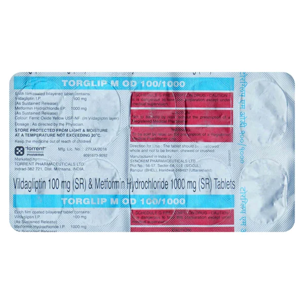 Torglip M OD 100/1000 Tablet 10's